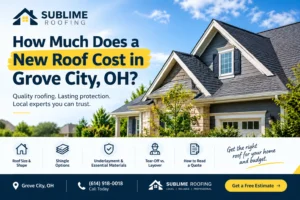 New asphalt shingle roof on a suburban home in Grove City, Ohio